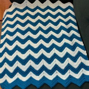 Blue Chevron Baby or Lap Blanket